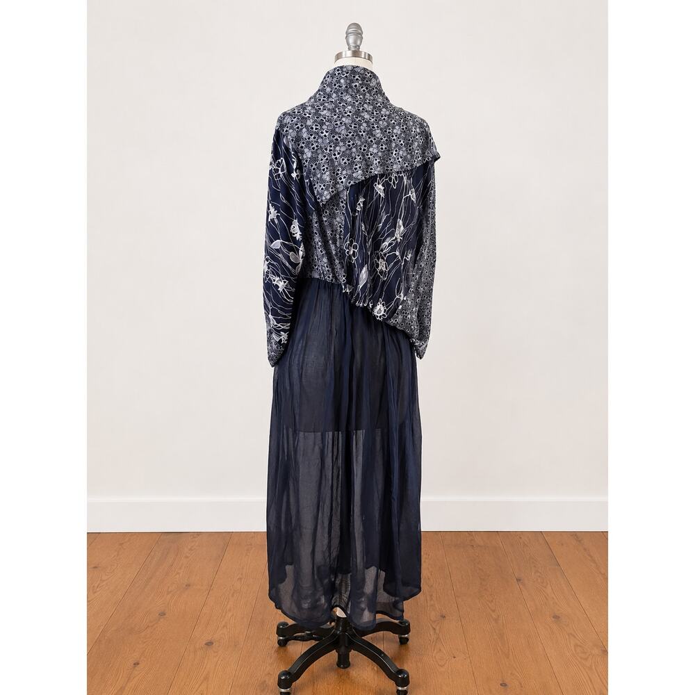 Vintage 1990s M.P.H. Black Velvet Patchwork Midi Dress Whimsigoth Boho Corset - Picture 6 of 10